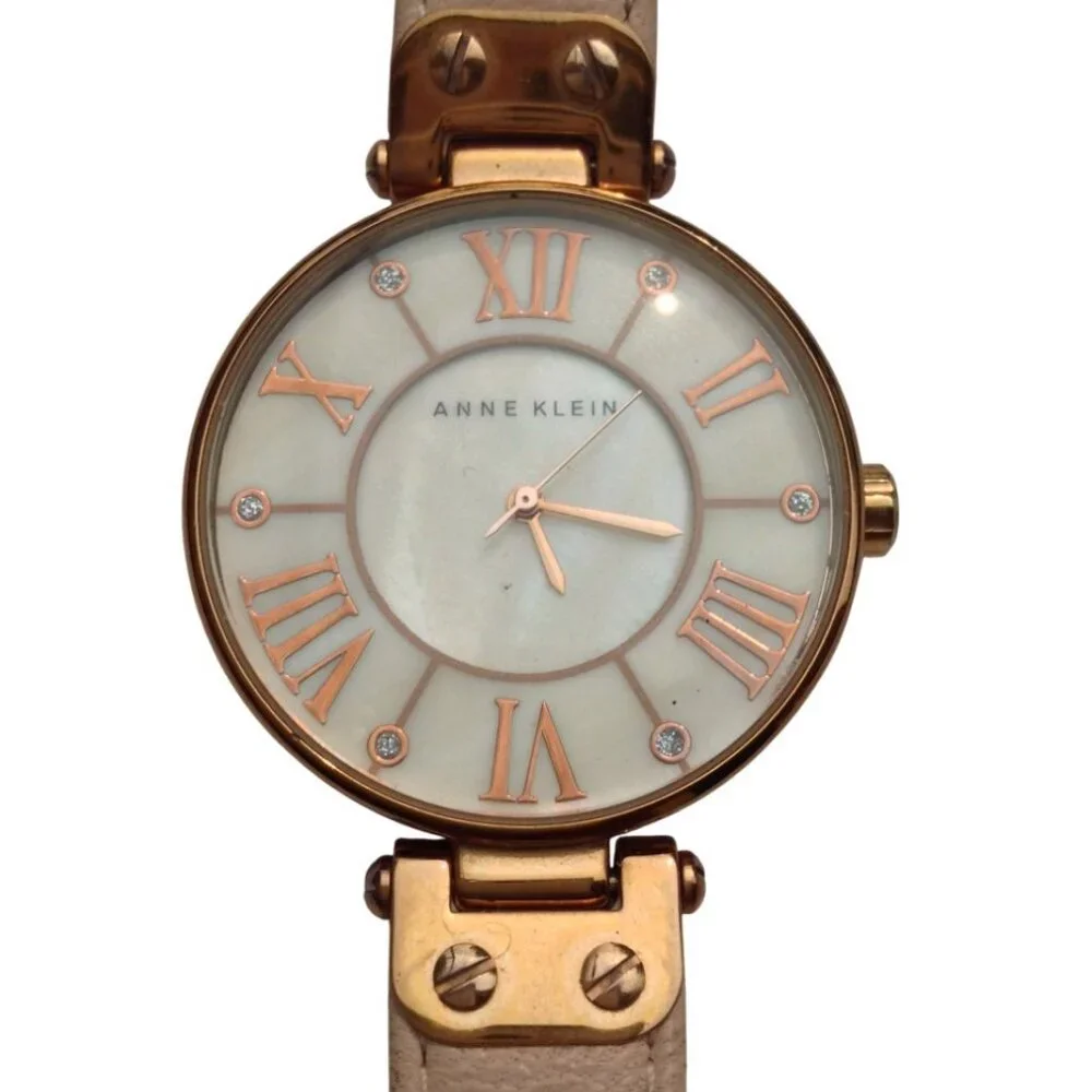 Anne Klein Quartz Wrist Watch MOP Face and Rose Gold & Arabic Numerals